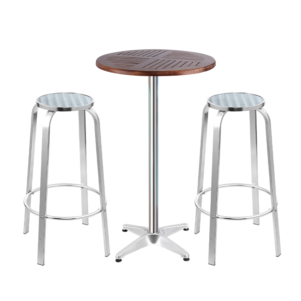 Gardeon 3 Piece Wooden Adjustable Bar Set