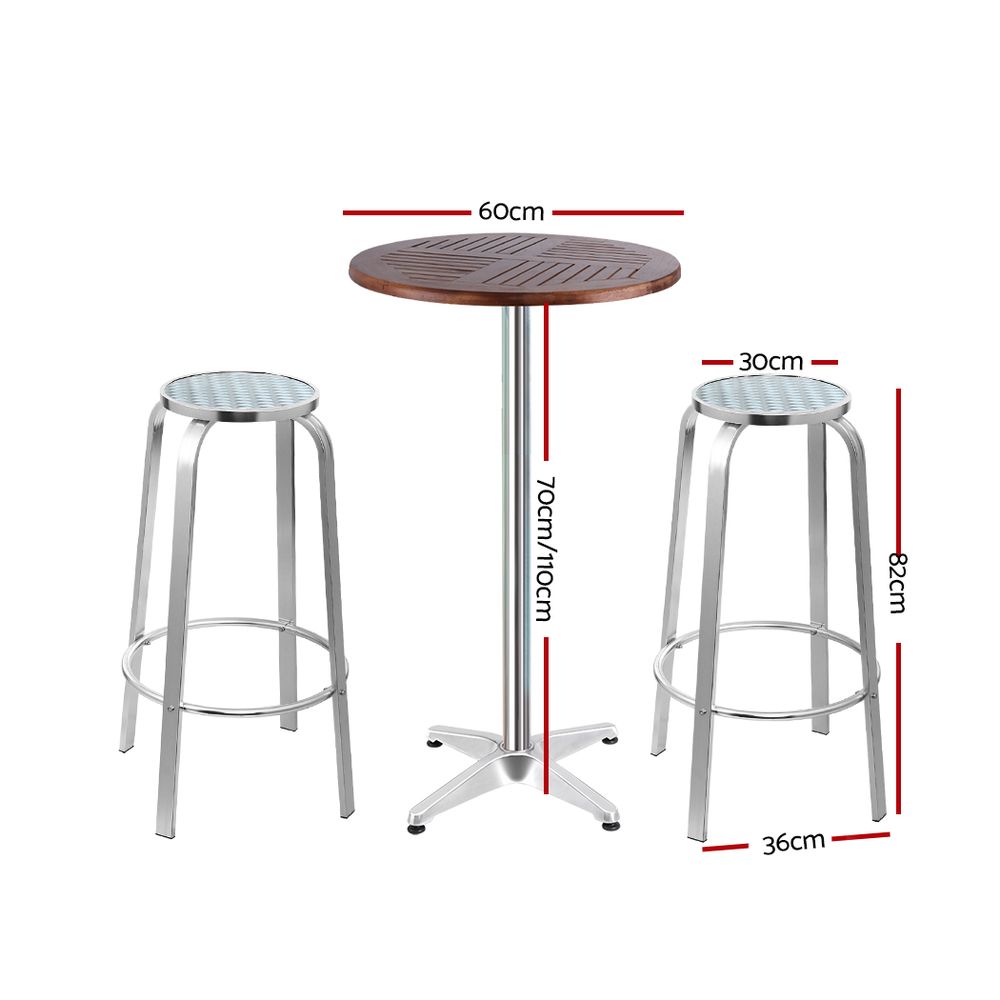 Gardeon 3 Piece Wooden Adjustable Bar Set view 2