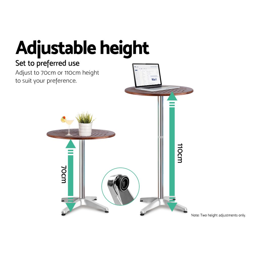 Gardeon 3 Piece Wooden Adjustable Bar Set view 5