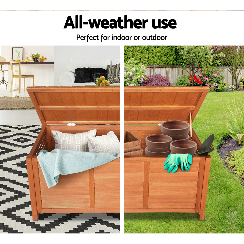 Gardeon Wooden 210L Storage Bench Box Seat view 4