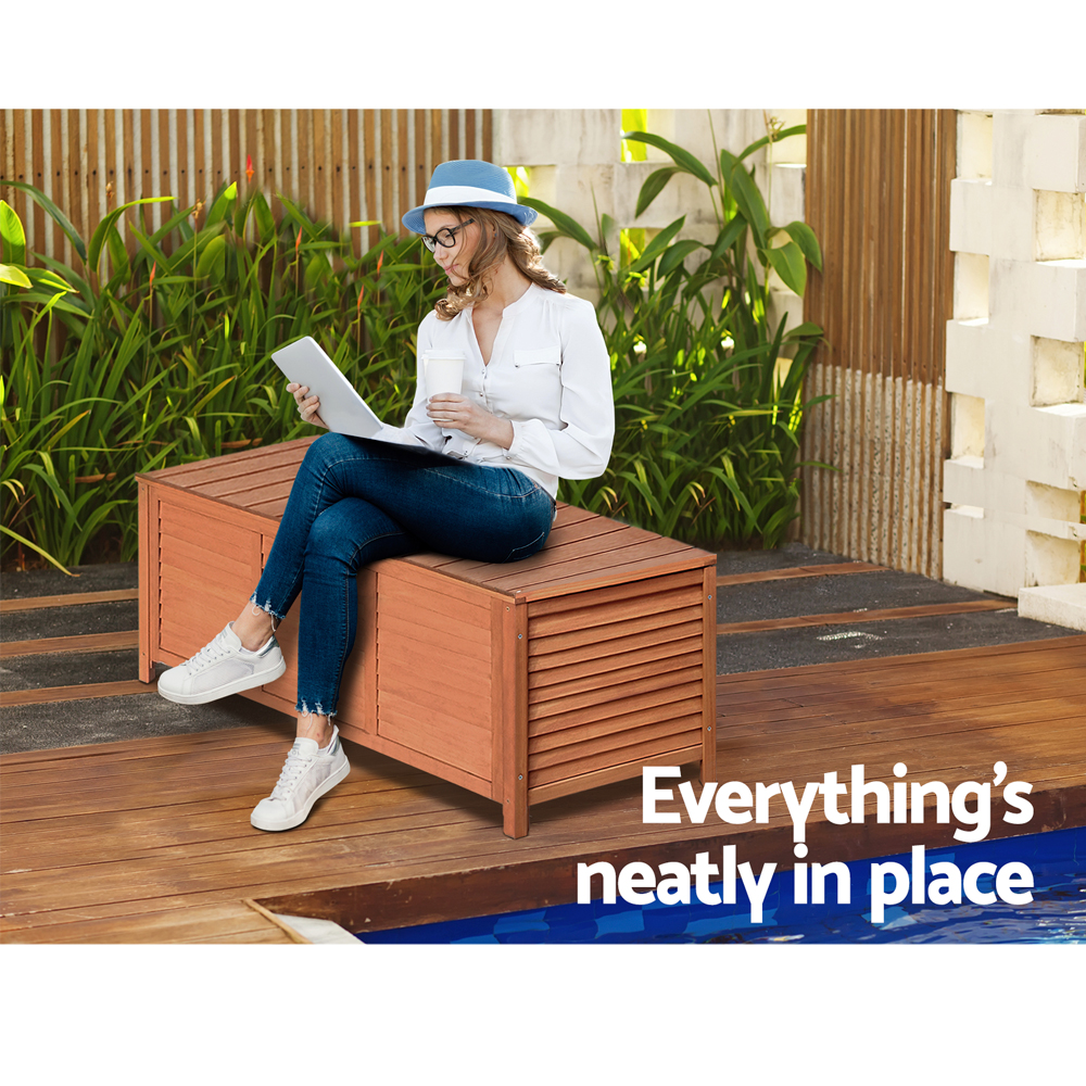 Gardeon Wooden 210L Storage Bench Box Seat view 5