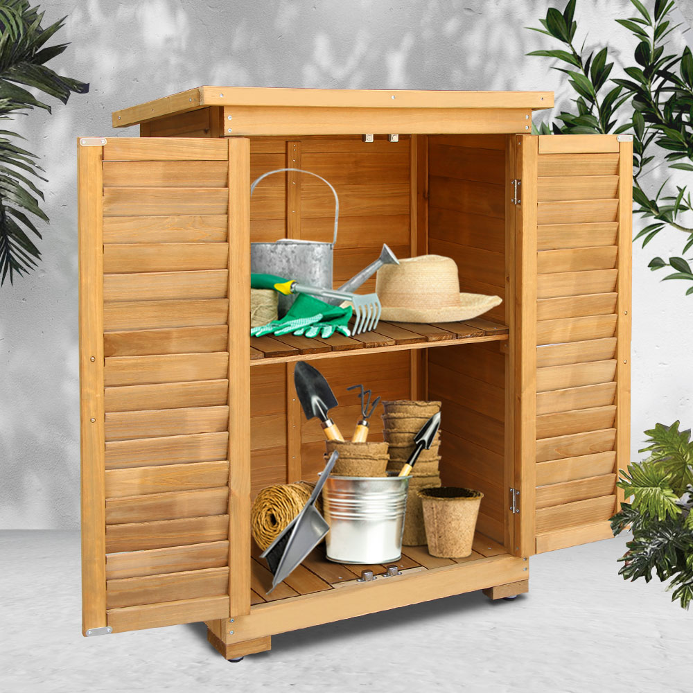 Gardeon Portable Wooden Storage Cabinet Adjustable Shelf