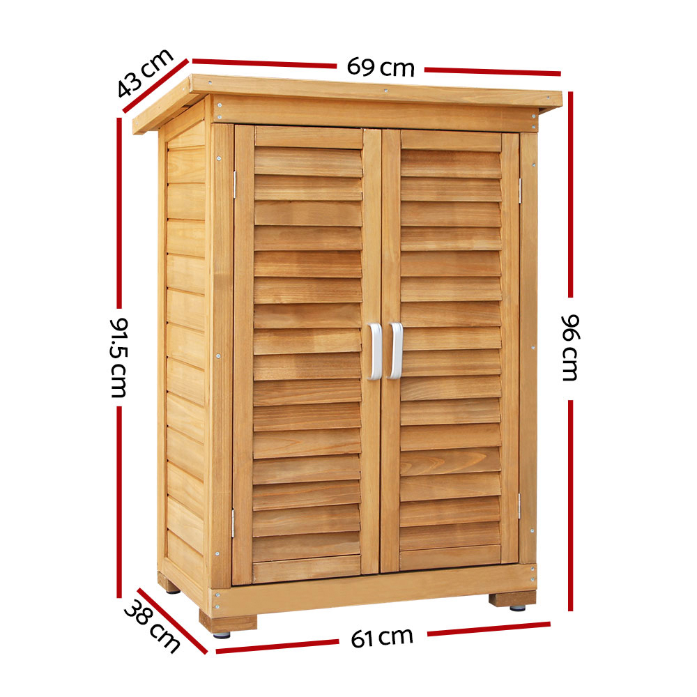 Gardeon Portable Wooden Storage Cabinet Adjustable Shelf view 4