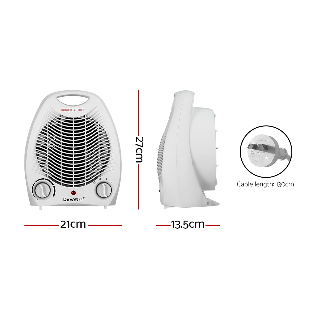 Devanti Electric Fan Heater 3 Modes Compact view 2