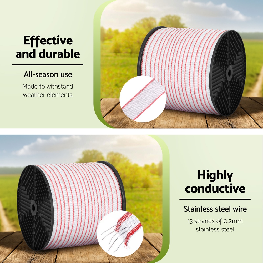 Giantz Electric Fence Polytape 400m Red and White view 5