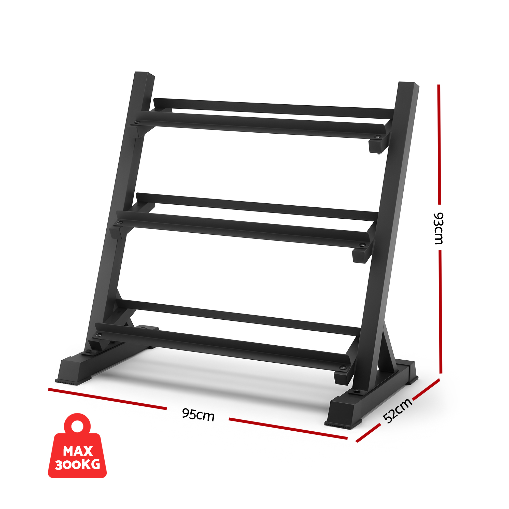Everfit 3-Tier Dumbbell Rack Heavy Duty 300kg Capacity view 2