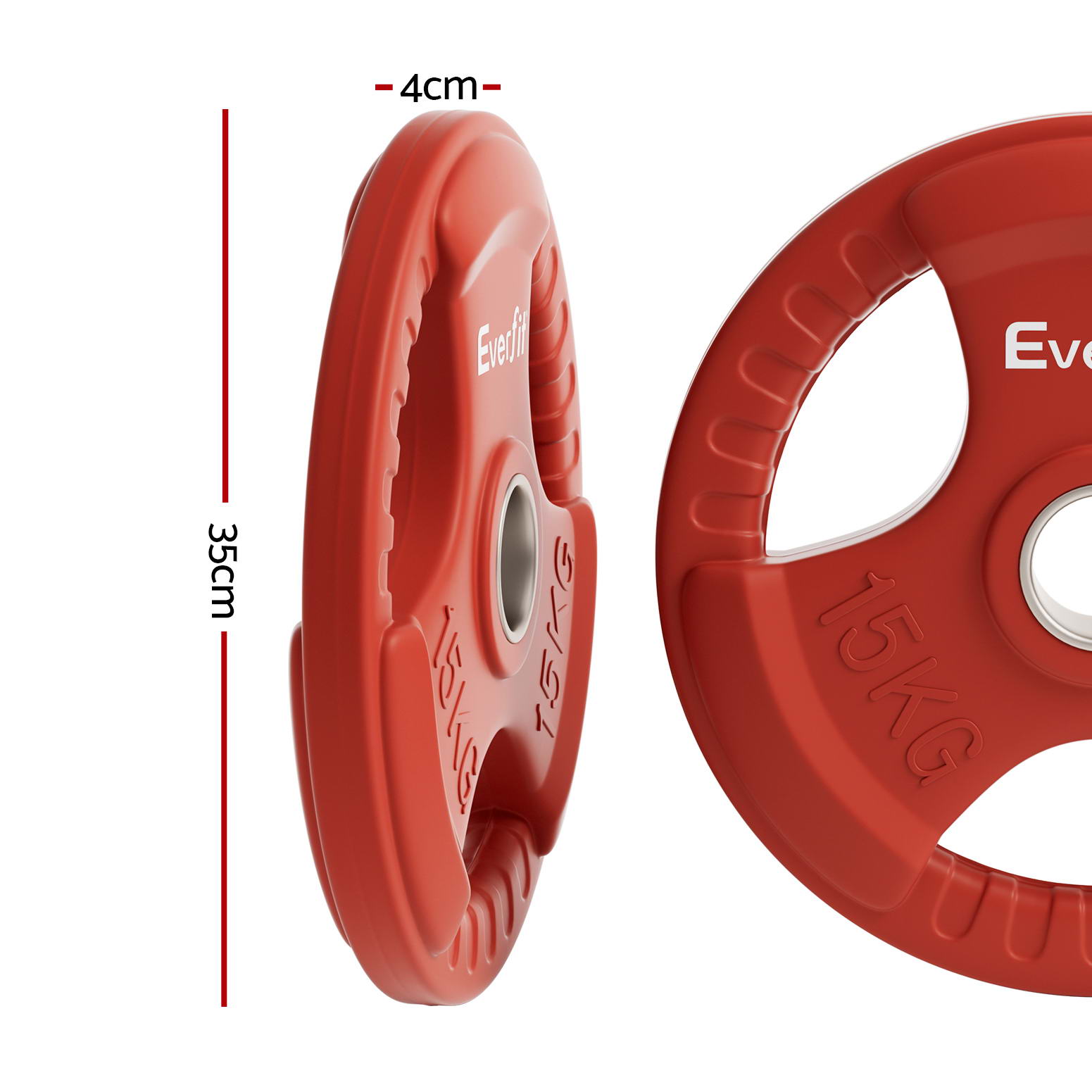 Everfit Olympic Weight Plates Cast Iron 3-Hole Grip view 2