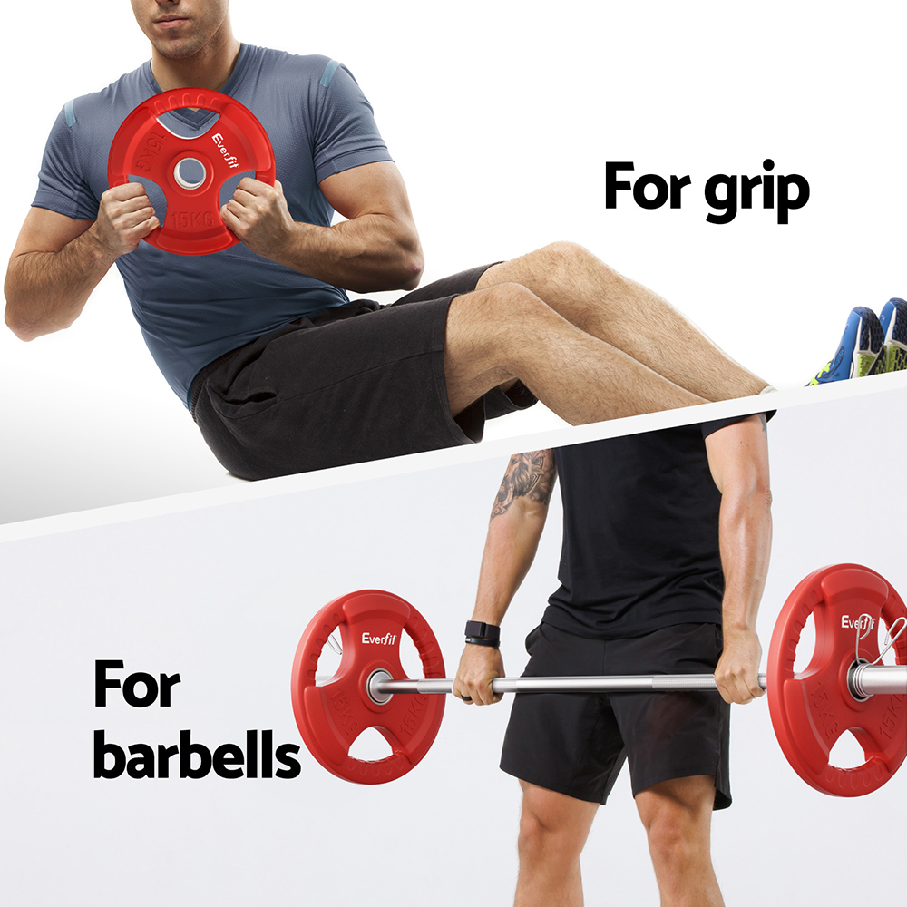 Everfit Olympic Weight Plates Cast Iron 3-Hole Grip view 5