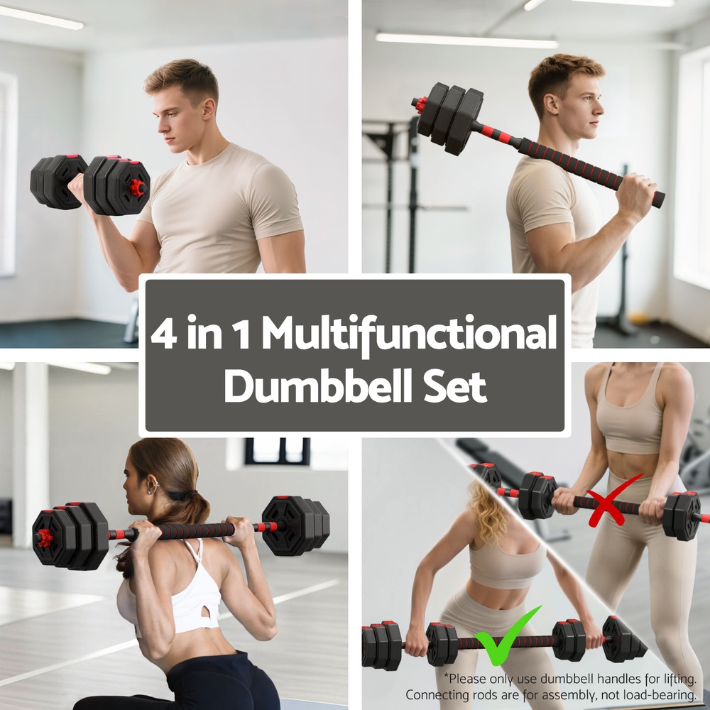 Everfit Adjustable Dumbbell Barbell Set 4-in-1, 20-40kg view 4