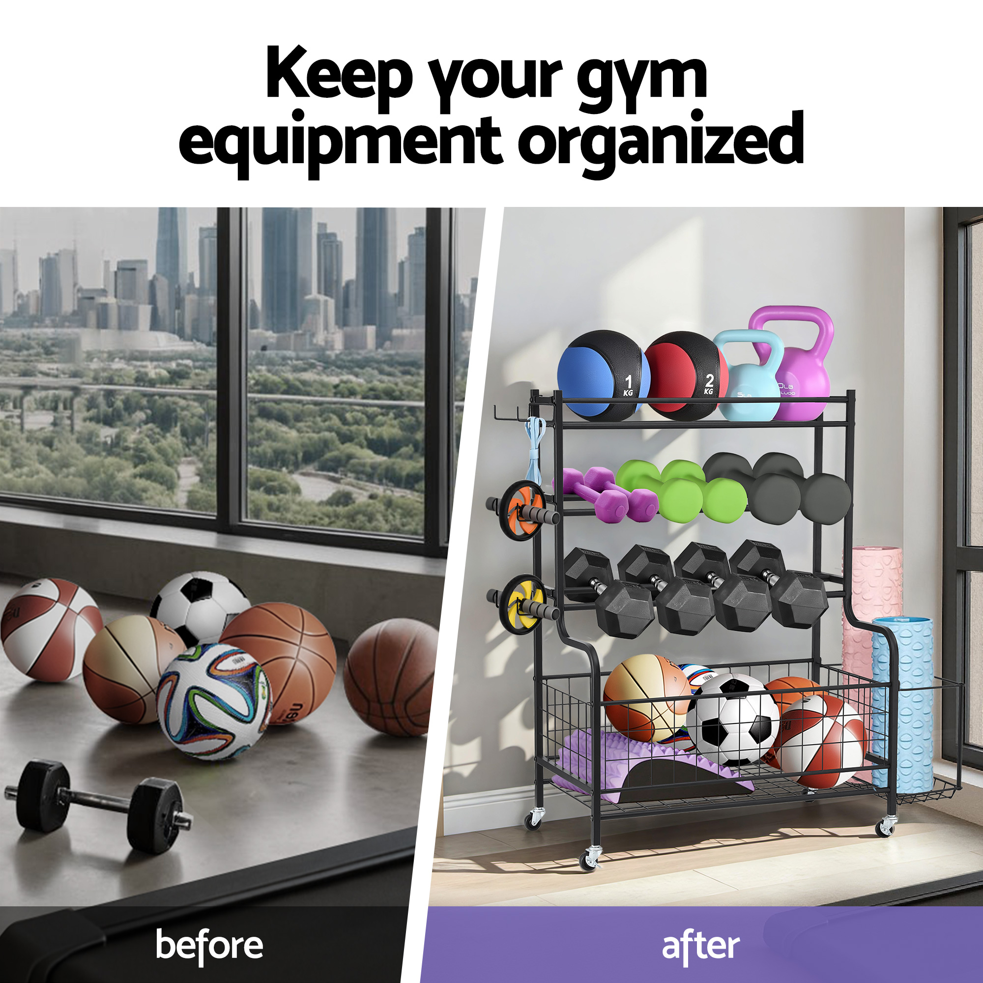 Everfit 4-Tier Dumbbell Rack for Home Gym Storage view 5