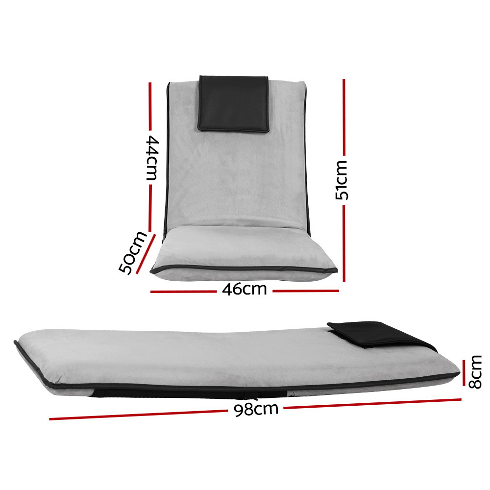 Artiss Floor Lounge Sofa Bed Recliner Chair Grey Set of 1 to 3 view 2