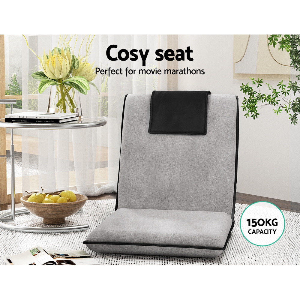 Artiss Floor Lounge Sofa Bed Recliner Chair Grey Set of 1 to 3 view 4
