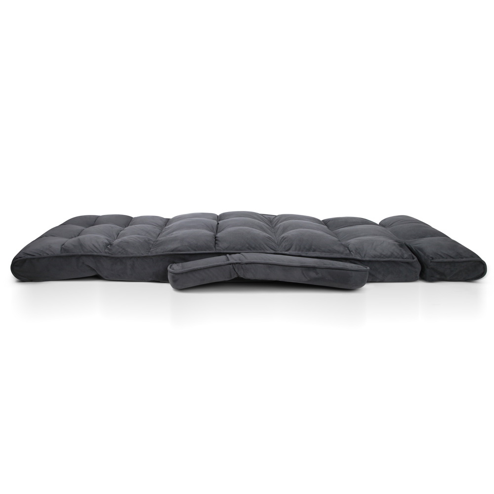 Artiss Lounge Sofa with Armrest Flocking Fabric Charcoal view 3