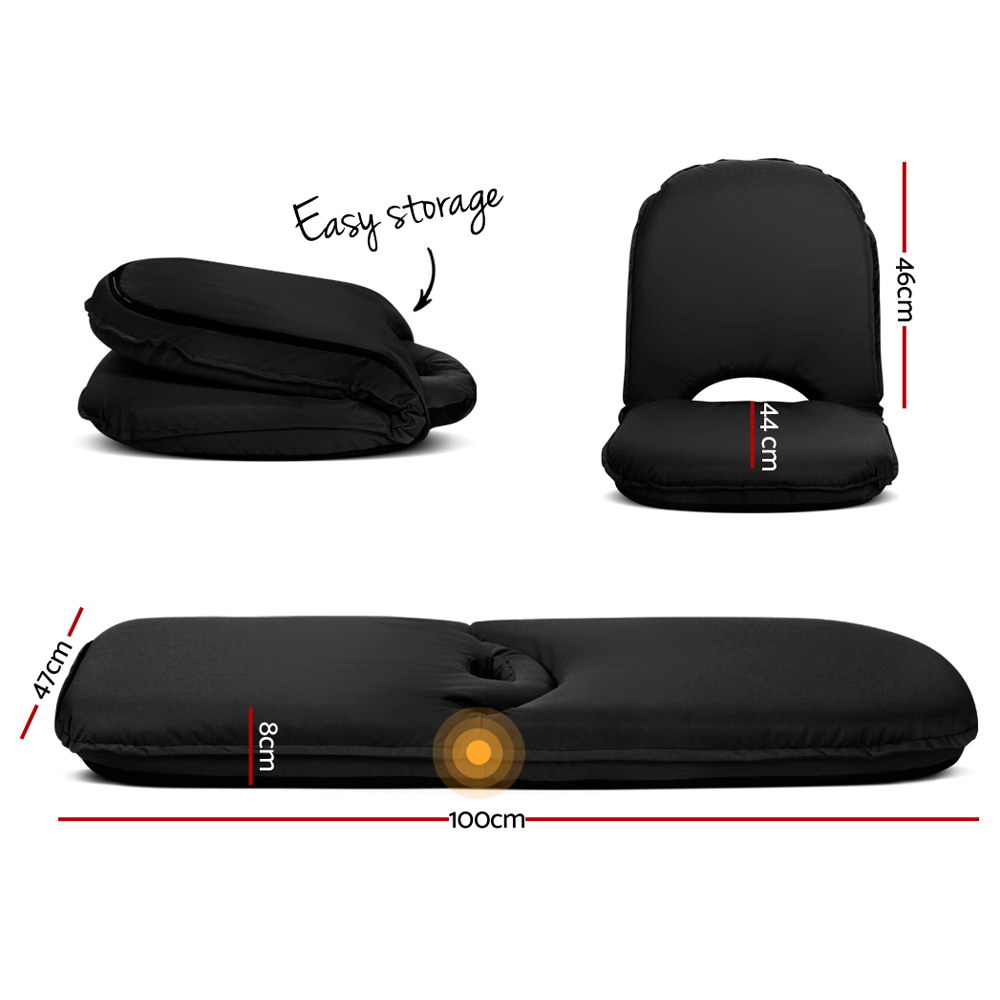 Artiss Floor Lounge Sofa Camping Chair Black view 2