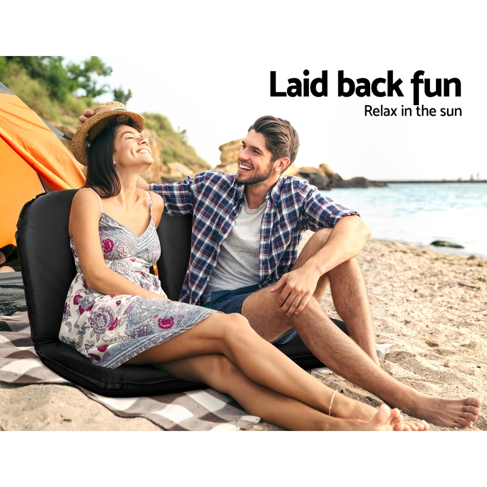 Artiss Floor Lounge Sofa Camping Chair Black view 4