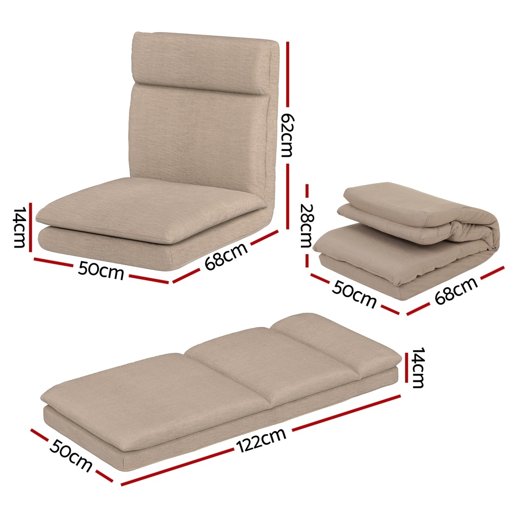 Artiss Beige Linen Floor Chair Sofa Single or Double view 3