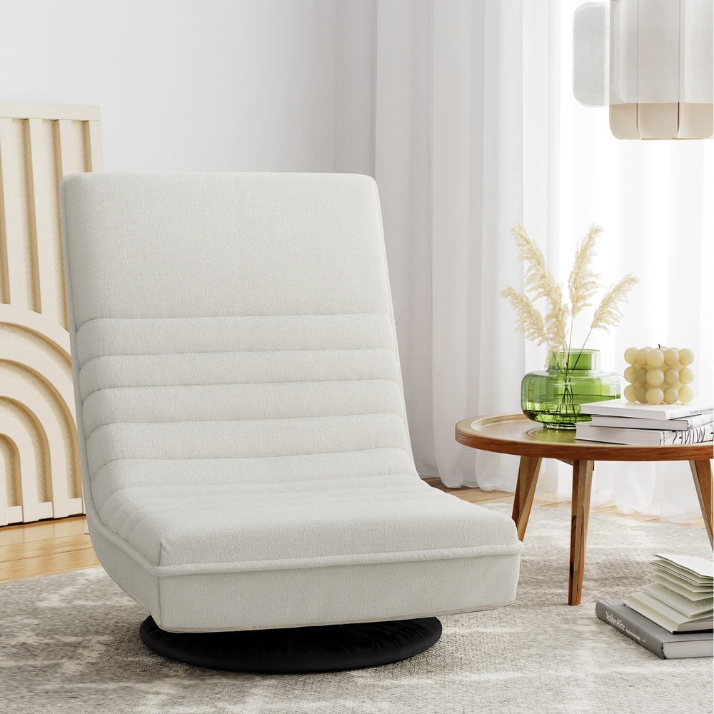 Artiss Swivel Foldable Linen Lounge Sofa White