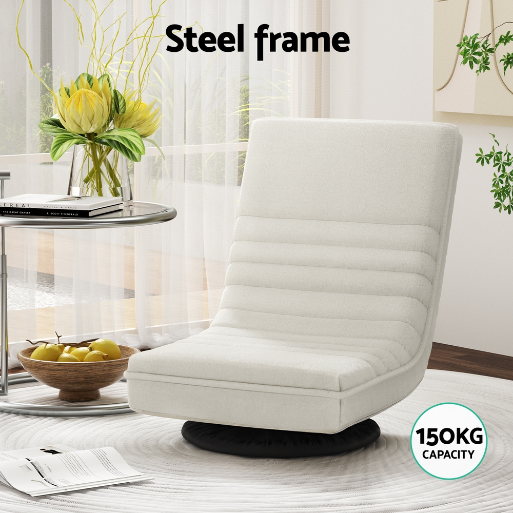 Artiss Swivel Foldable Linen Lounge Sofa White view 4