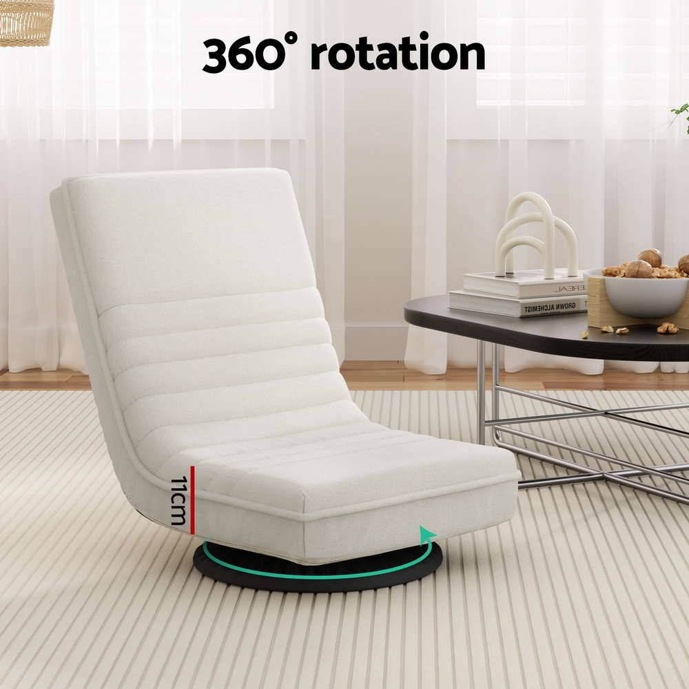 Artiss Swivel Foldable Linen Lounge Sofa White view 5