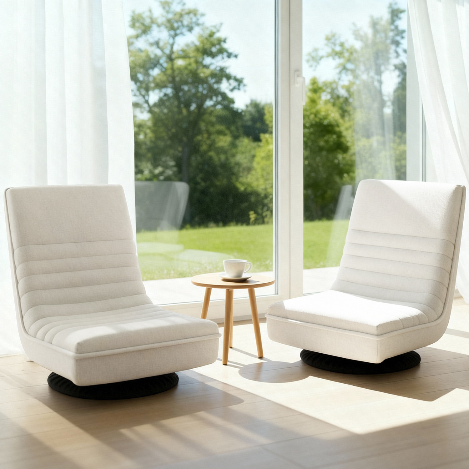 Artiss Swivel Foldable Linen Lounge Sofa Chair