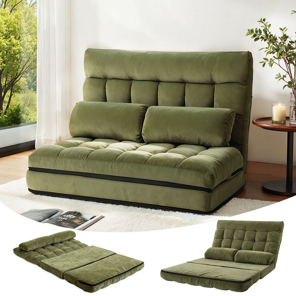 Artiss Lounge Sofa Bed 2 Seater Green Fabric