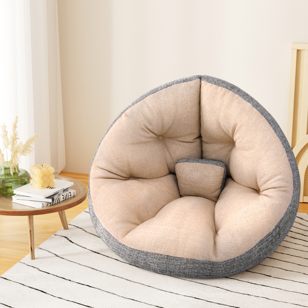 Artiss 4-in-1 Foldable Floor Lounge Sofa Bed Chair Beige