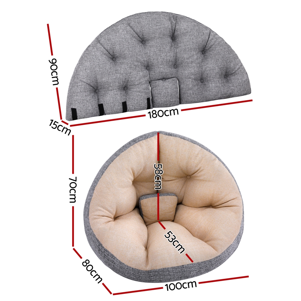 Artiss 4-in-1 Foldable Floor Lounge Sofa Bed Chair Beige view 2