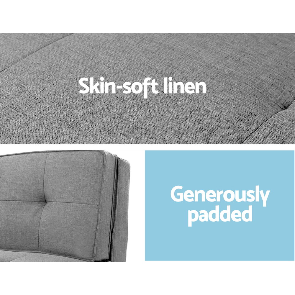 Artiss Floor Lounge Single Sofa Bed Grey Fabric view 5