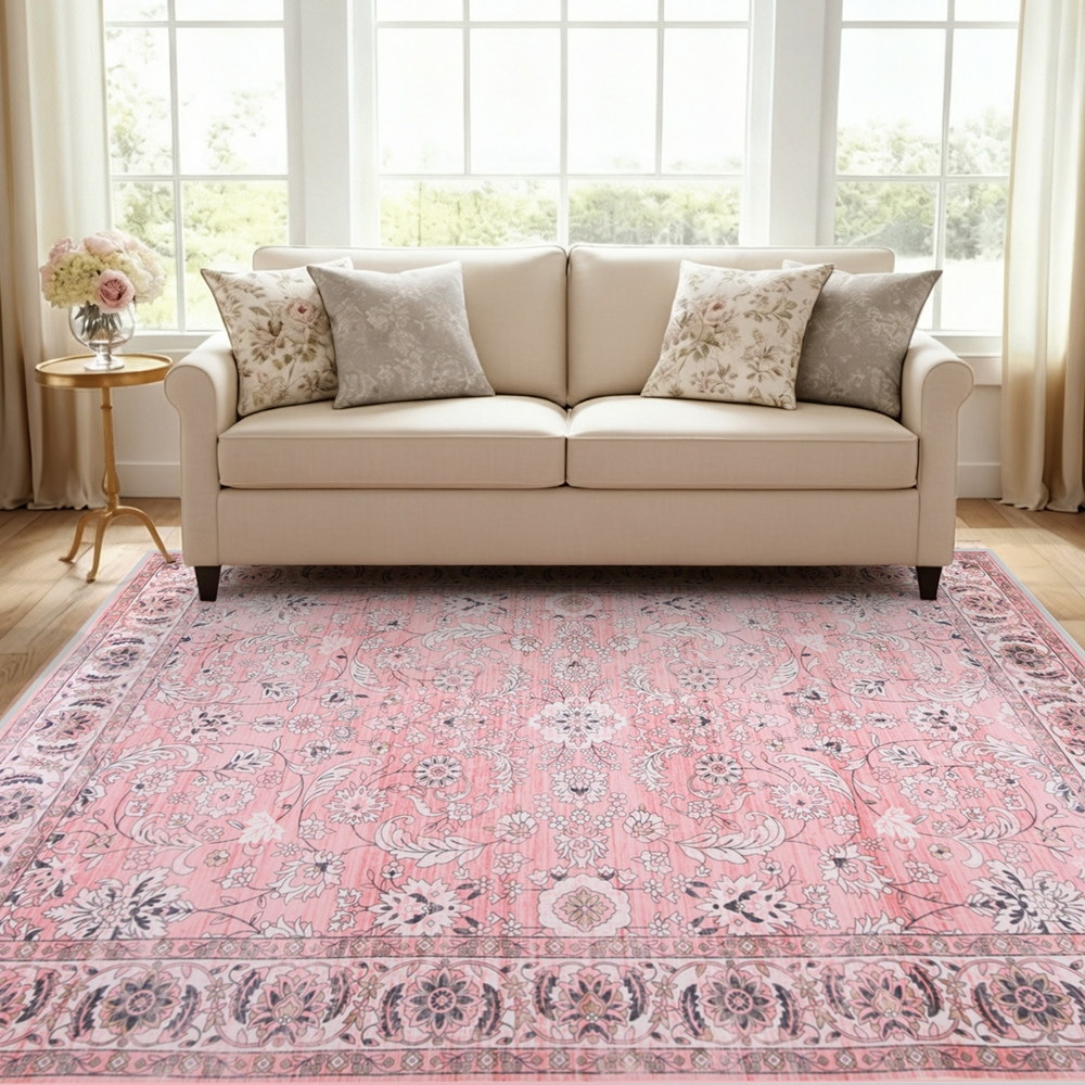 Artiss Vintage Floral Washable Floor Rug in 2 Sizes