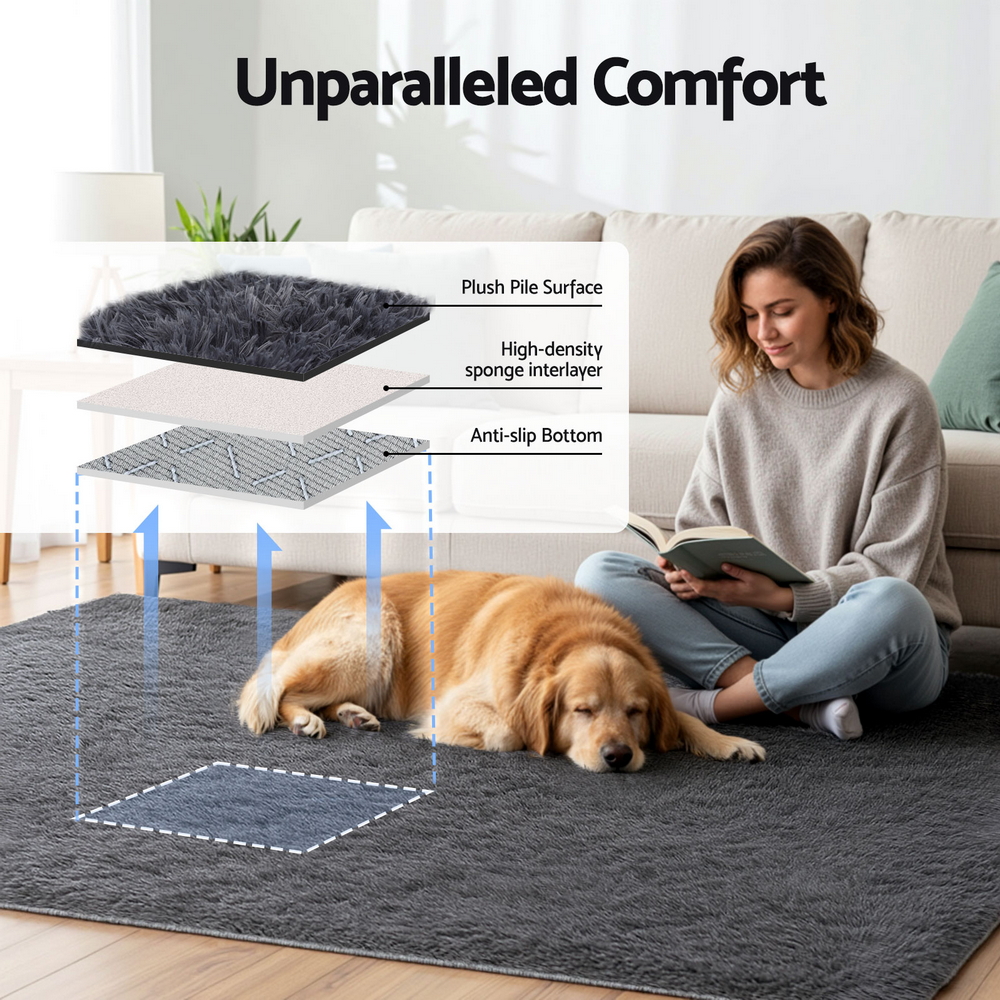 Artiss Plush Shaggy Floor Rug in Multiple Sizes and Colours view 4