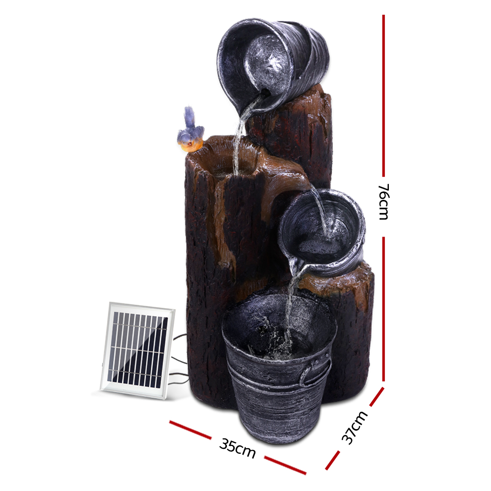 Gardeon 3-Tier Solar Water Feature Bucket Fountain LED 76CM view 2