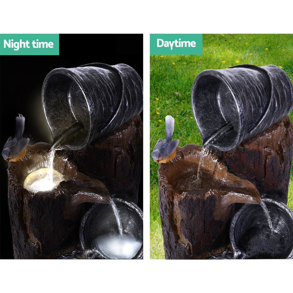 Gardeon 3-Tier Solar Water Feature Bucket Fountain LED 76CM view 5