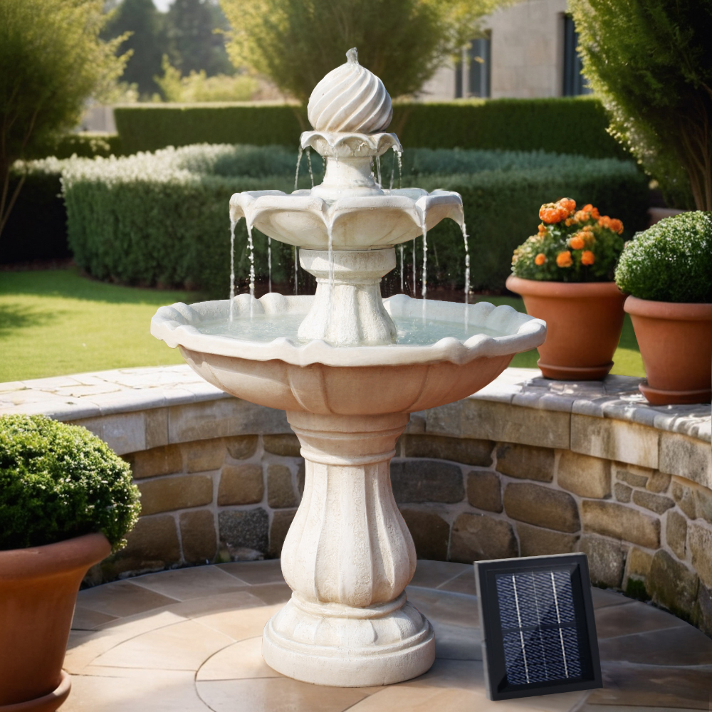Gardeon 3-Tier Solar Water Feature Fountain Bird Bath 93CM