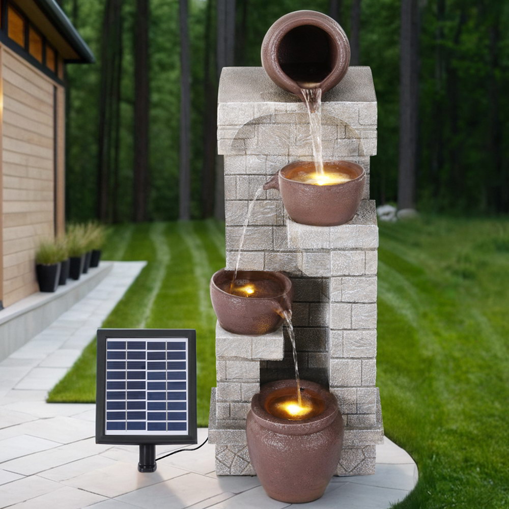 Gardeon 4-Tier Cascading Solar Water Feature Brown