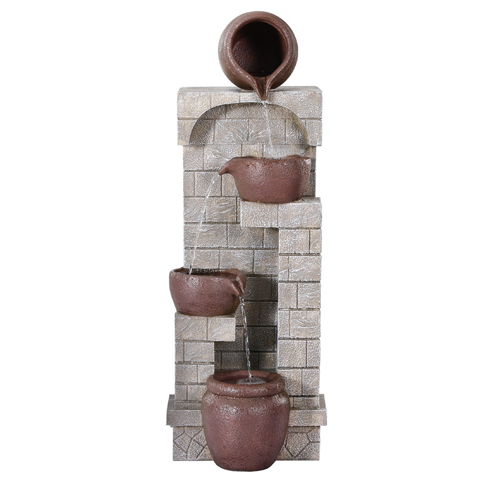 Gardeon 4-Tier Cascading Solar Water Feature Brown view 3