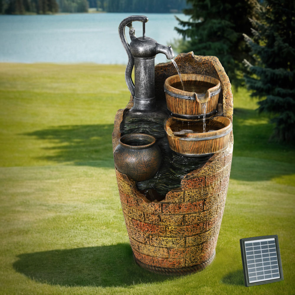 Gardeon Cascading Solar Water Feature Hand Pump 80cm