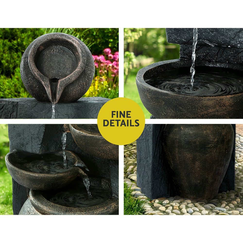Gardeon 5-Tier Solar Water Feature Bowl Bird Bath 99CM