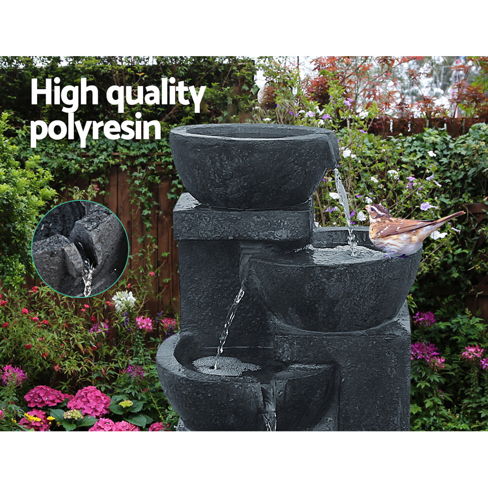 Gardeon 4-Tier Solar Water Feature Bowl Fountain LED 72CM view 3