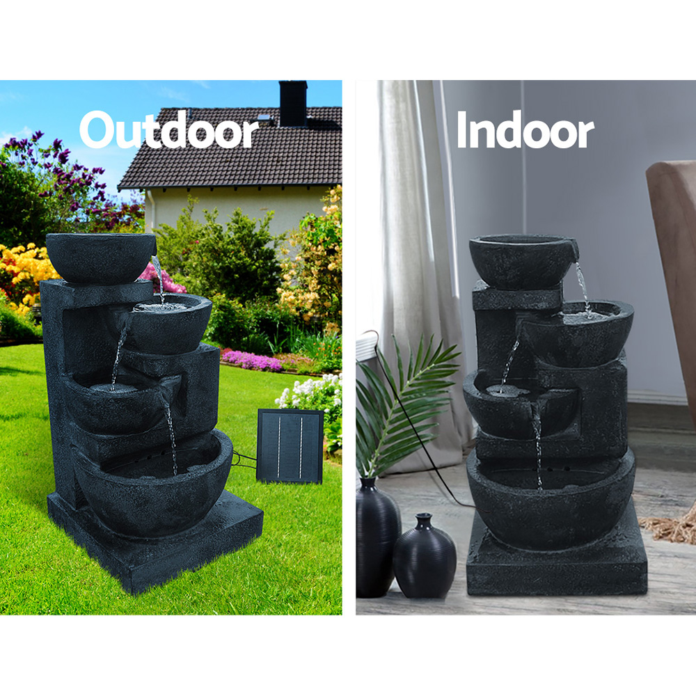 Gardeon 4-Tier Solar Water Feature Bowl Fountain LED 72CM view 4