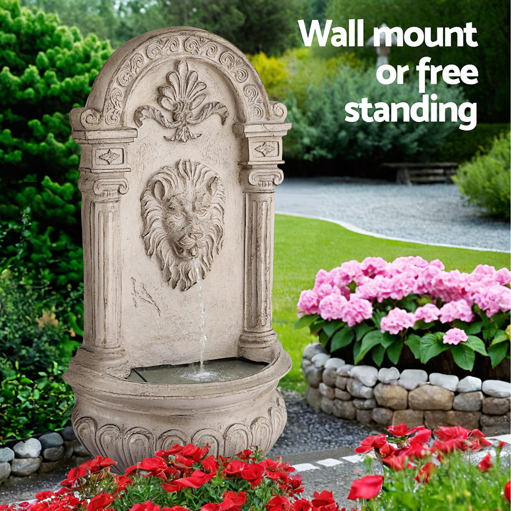Gardeon Lion Wall Mount Water Feature 77cm Beige view 4