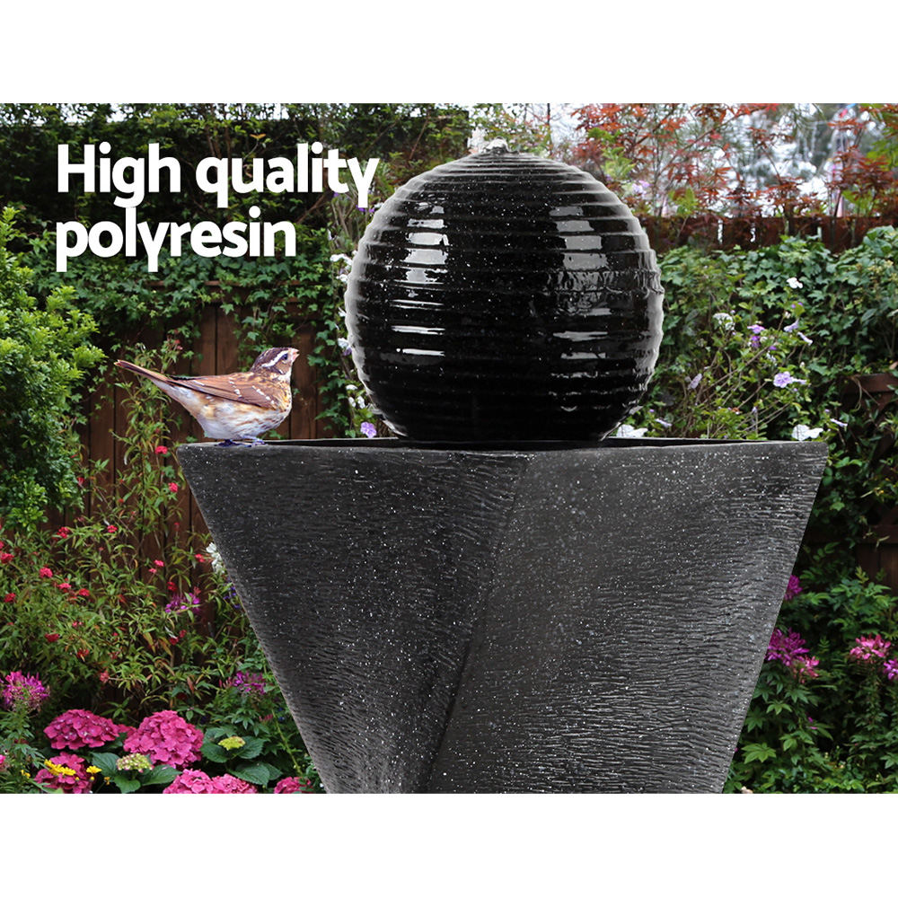 Gardeon Twisted Solar Water Feature Fountain LED Black 85CM view 3