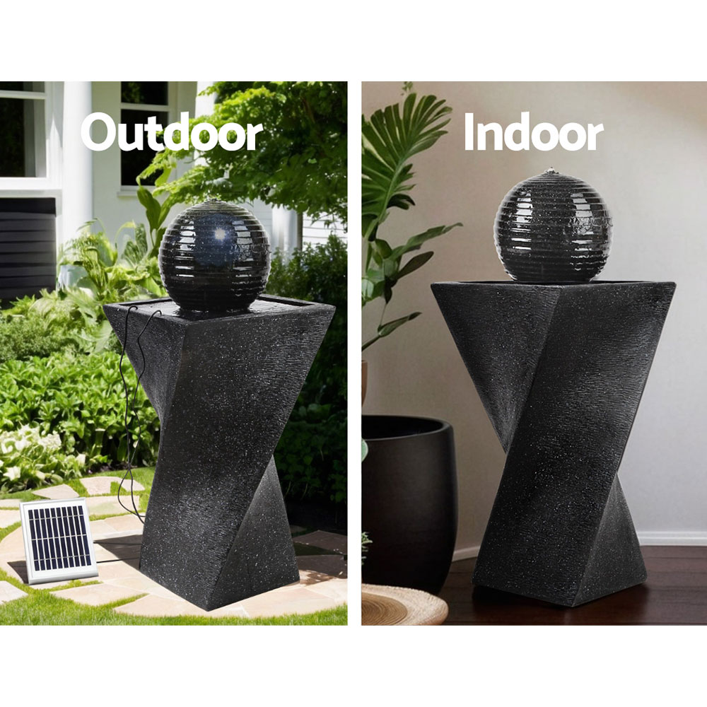 Gardeon Twisted Solar Water Feature Fountain LED Black 85CM view 4