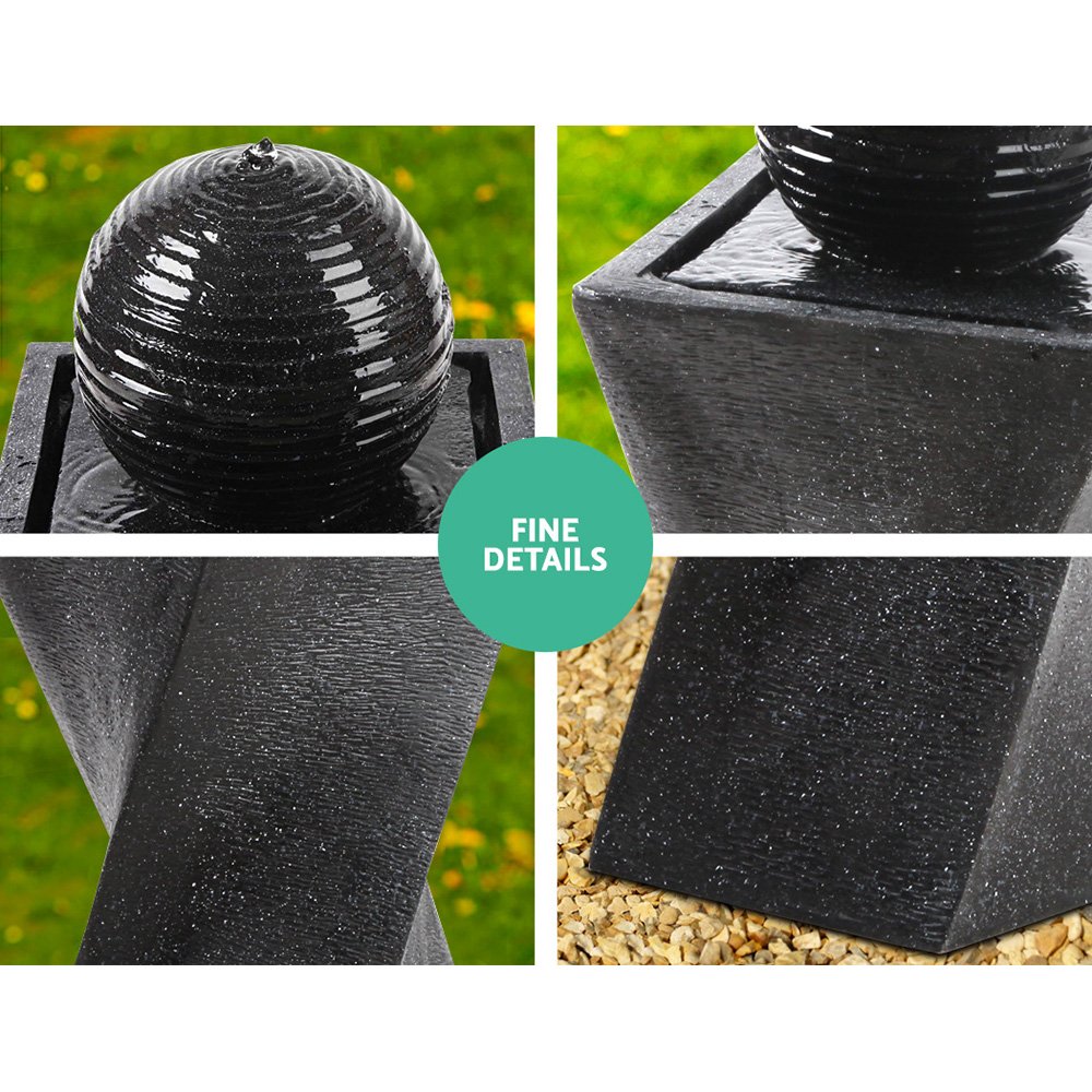 Gardeon Twisted Solar Water Feature Fountain LED Black 85CM view 5