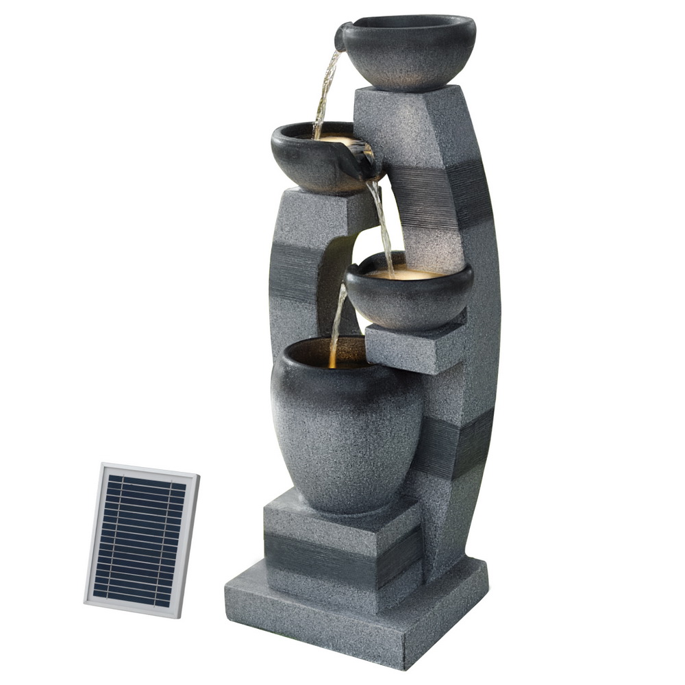 Gardeon 4-Tier Polyresin Bowl Water Feature Grey