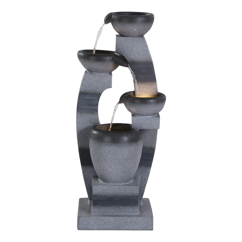 Gardeon 4-Tier Polyresin Bowl Water Feature Grey view 3