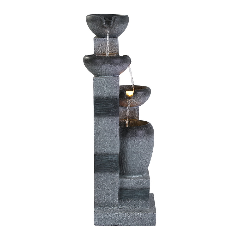 Gardeon 4-Tier Polyresin Bowl Water Feature Grey view 4