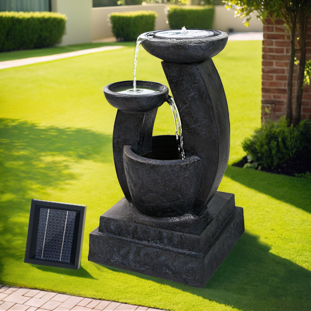 Gardeon 3-Tier Solar Water Feature Mushroom Fountain LED 70CM