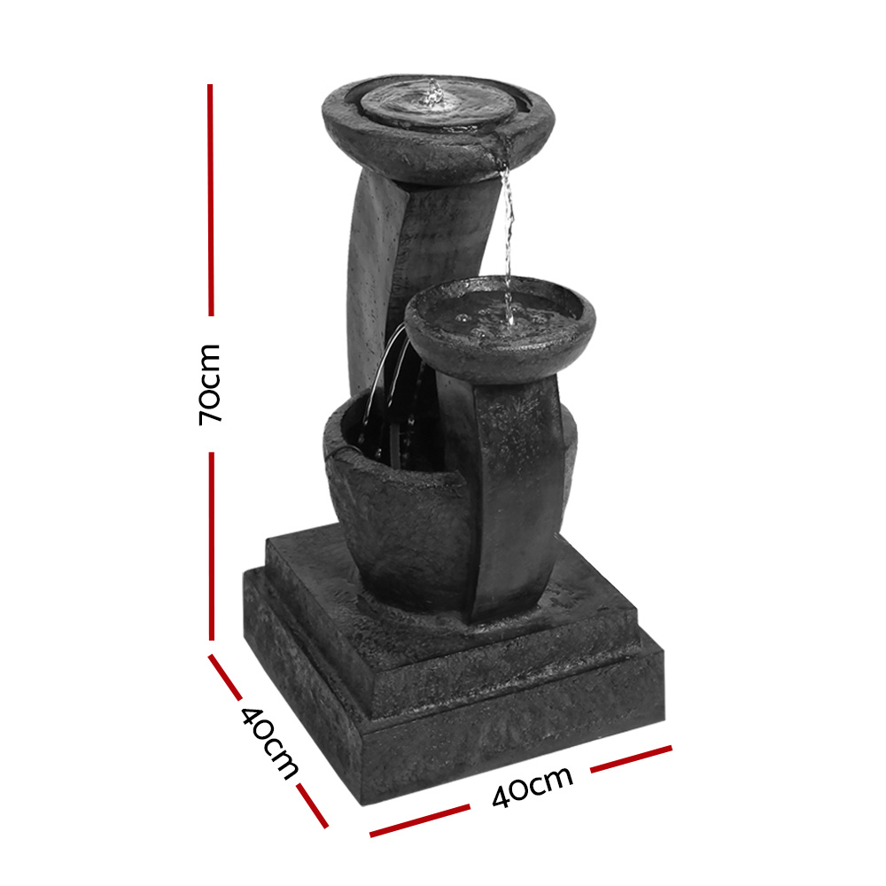 Gardeon 3-Tier Solar Water Feature Mushroom Fountain LED 70CM view 2
