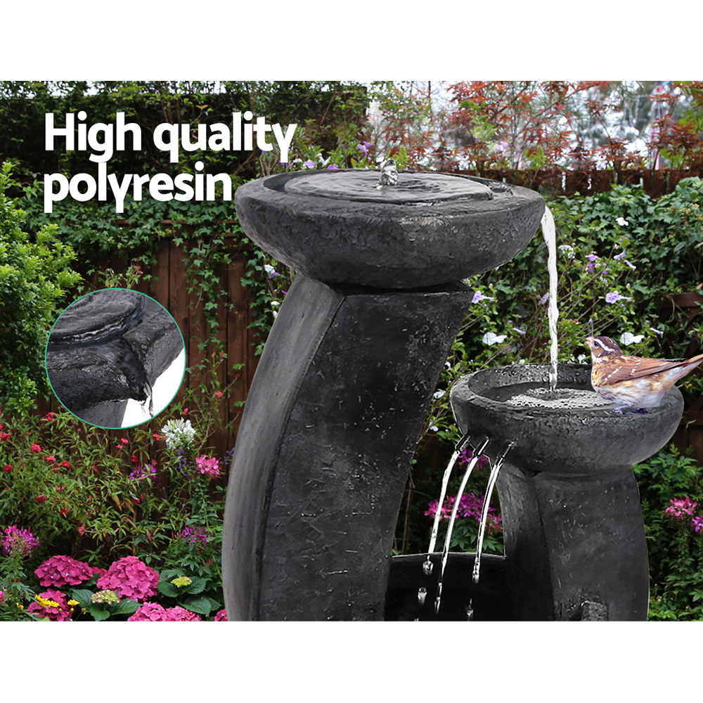Gardeon 3-Tier Solar Water Feature Mushroom Fountain LED 70CM view 4
