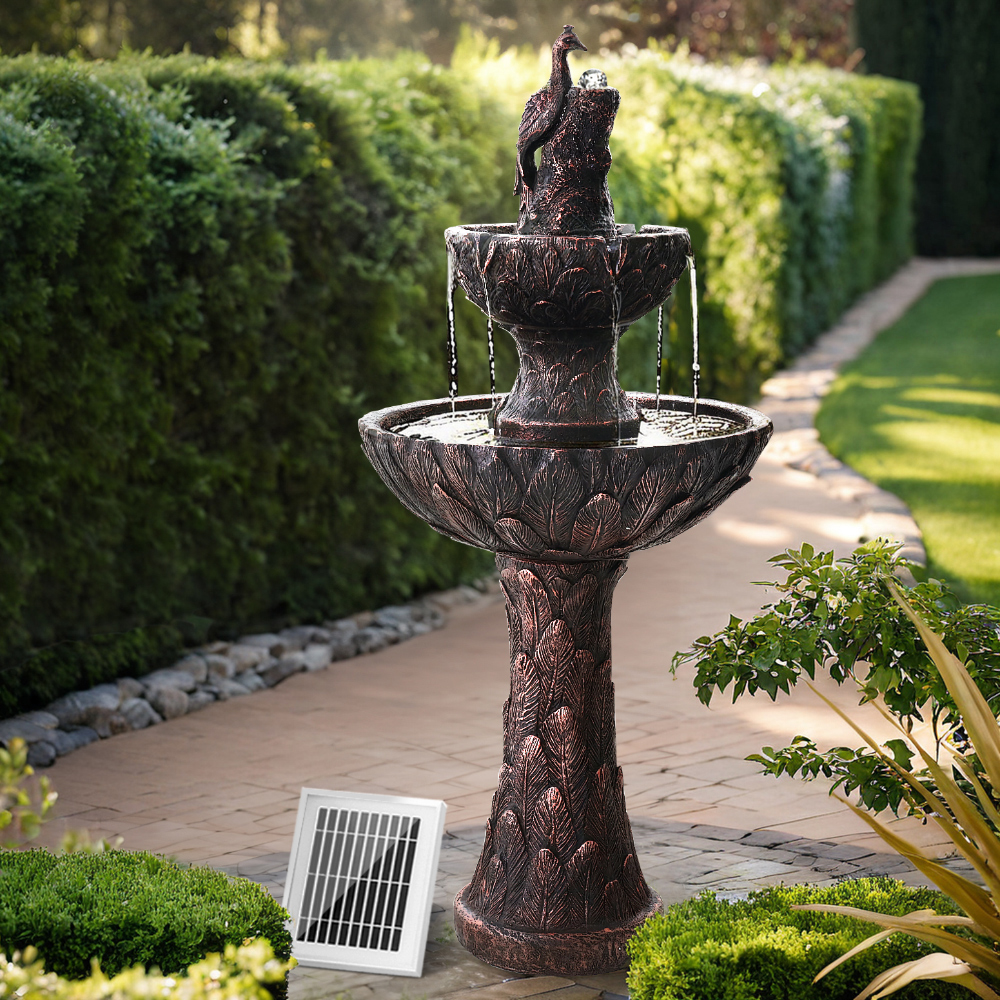 Gardeon Peacock Solar Water Feature Bird Bath Fountain 106CM